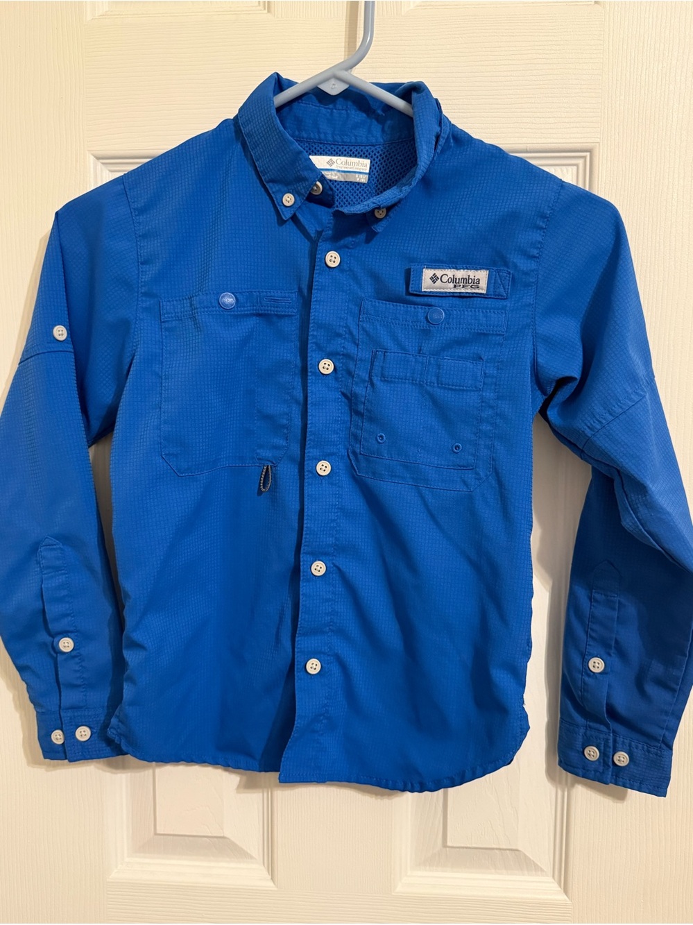 Columbia Boys' Long Sleeve Button-Up Shirt - Royal Blue kids size 8